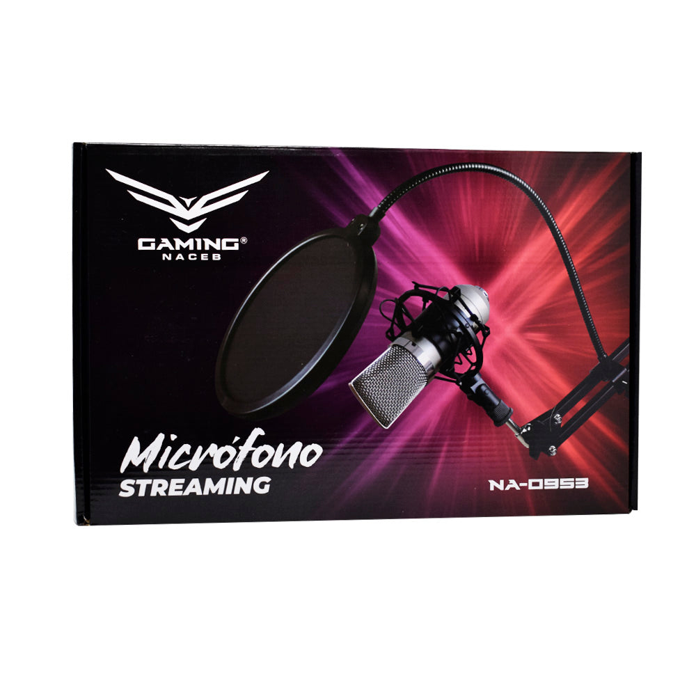 Micrófono Streaming Ajustable Shield Naceb Technology NA-0953 Negro, Plata 20Hz - 20 KHz