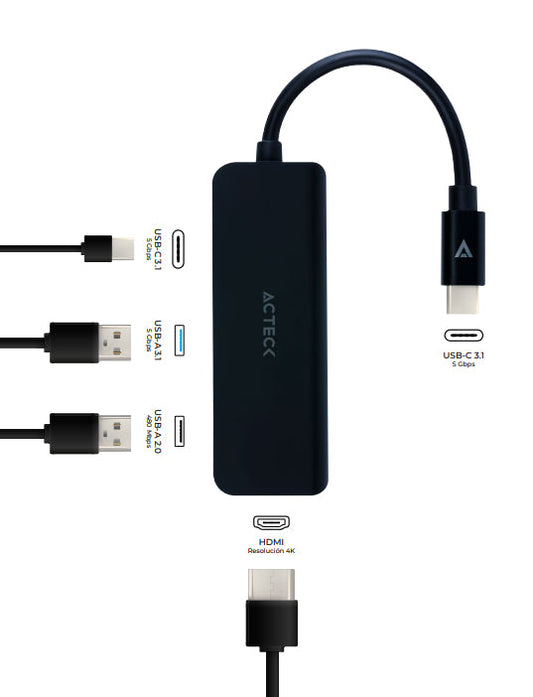 Estación Docking Station Marca Acteck DH645 Negro 10,2 Gbit/s - Escolar Express