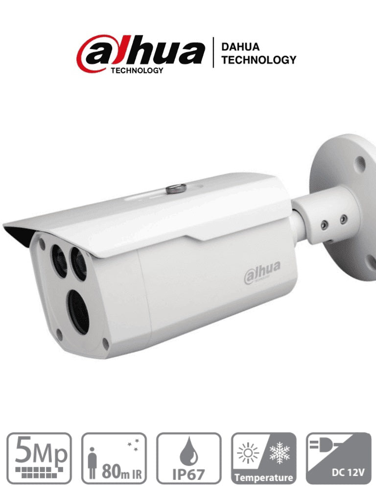 Cámara HDCVI Bala Dahua Technology DH-HAC-HFW1500DN-0360B 5 MP 80 m