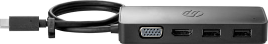 HP USB-C Travel Hub USB-C, HDMI, VGA, USB A Hp 7PJ38AA Negro 4 Puertos