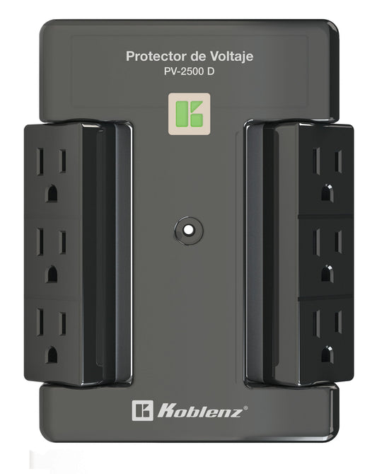 Voltage protector, 2500 VA /2000 W, 6 cont Koblenz PV-2500 D Black 2500 VA 