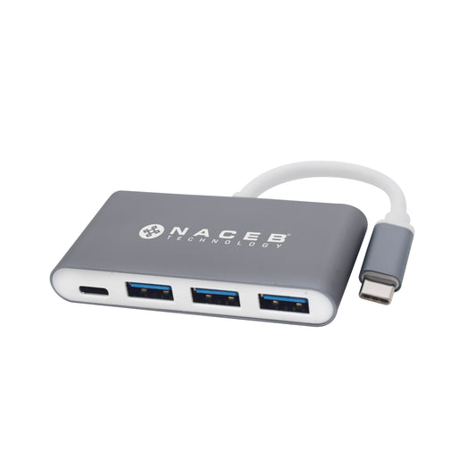 Adaptador Tipo C a USB 3.0 + PD Marca Naceb Technology NA-0112 Plata - Escolar Express