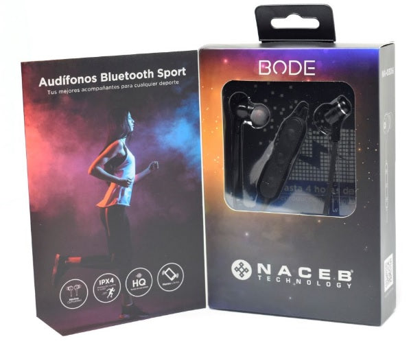 Audífonos Bluetooth Sport Marca Naceb Technology NA-0306 Negro - Escolar Express