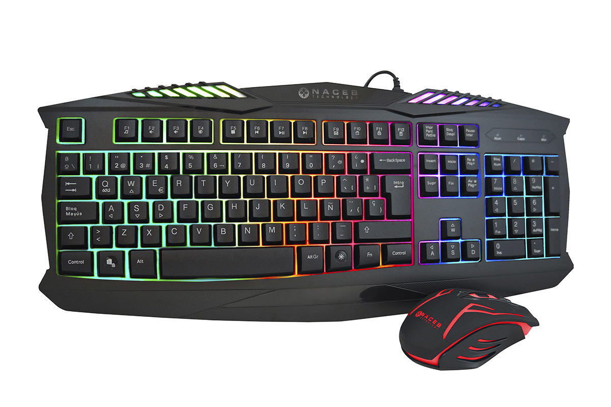 Kit de Teclado y Mouse Gaming Naceb Technology NA-617 Negro USB - Escolar Express