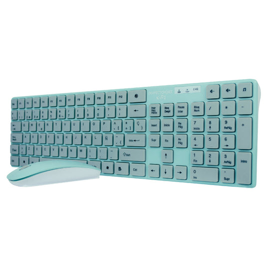 Kit Teclado y Mouse Perfect Choice PC-201243 10 m Turquesa