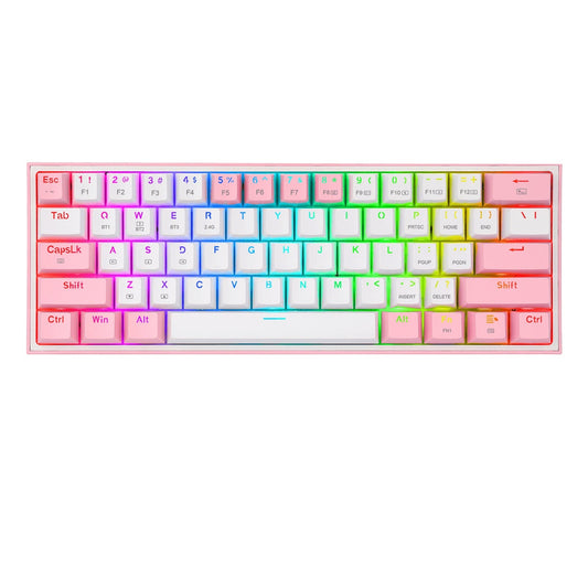 Teclado Mecánico Redragon Fizz Pro White/Pink Blanco y Rosa - Escolar Express