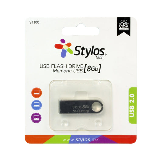 Memoria USB Stylos STMUSB1B 8 GB Plata