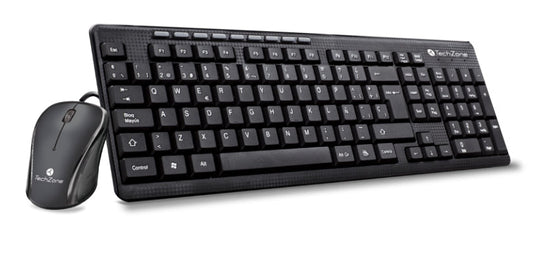 Kit de teclado y mouse Techzone TZ19COMB01-LA Negro Estándar - Escolar Express