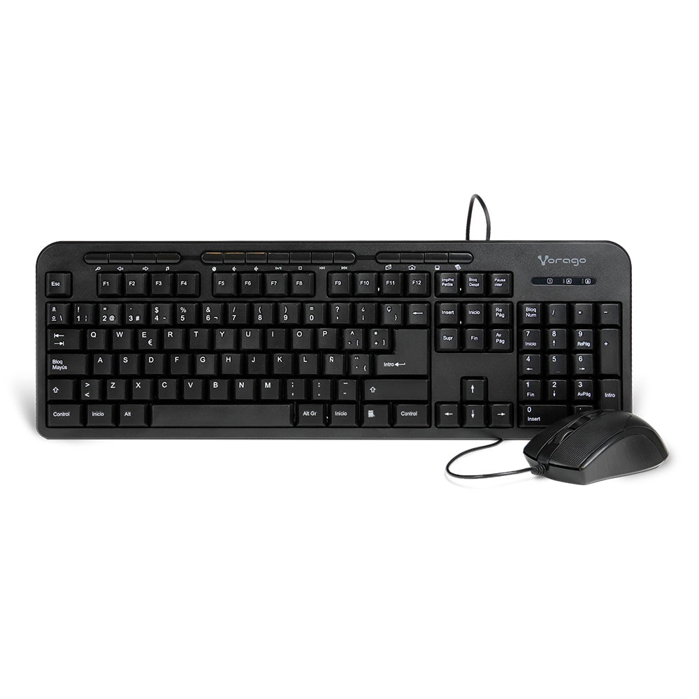 Vorago KM-107 Black Keyboard and Mouse Kit 