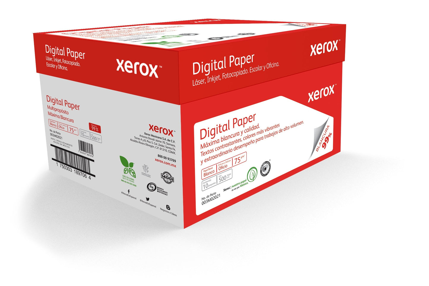 Bond Digital Paper Oficio Xerox Red 5000 Sheets 10 packages 